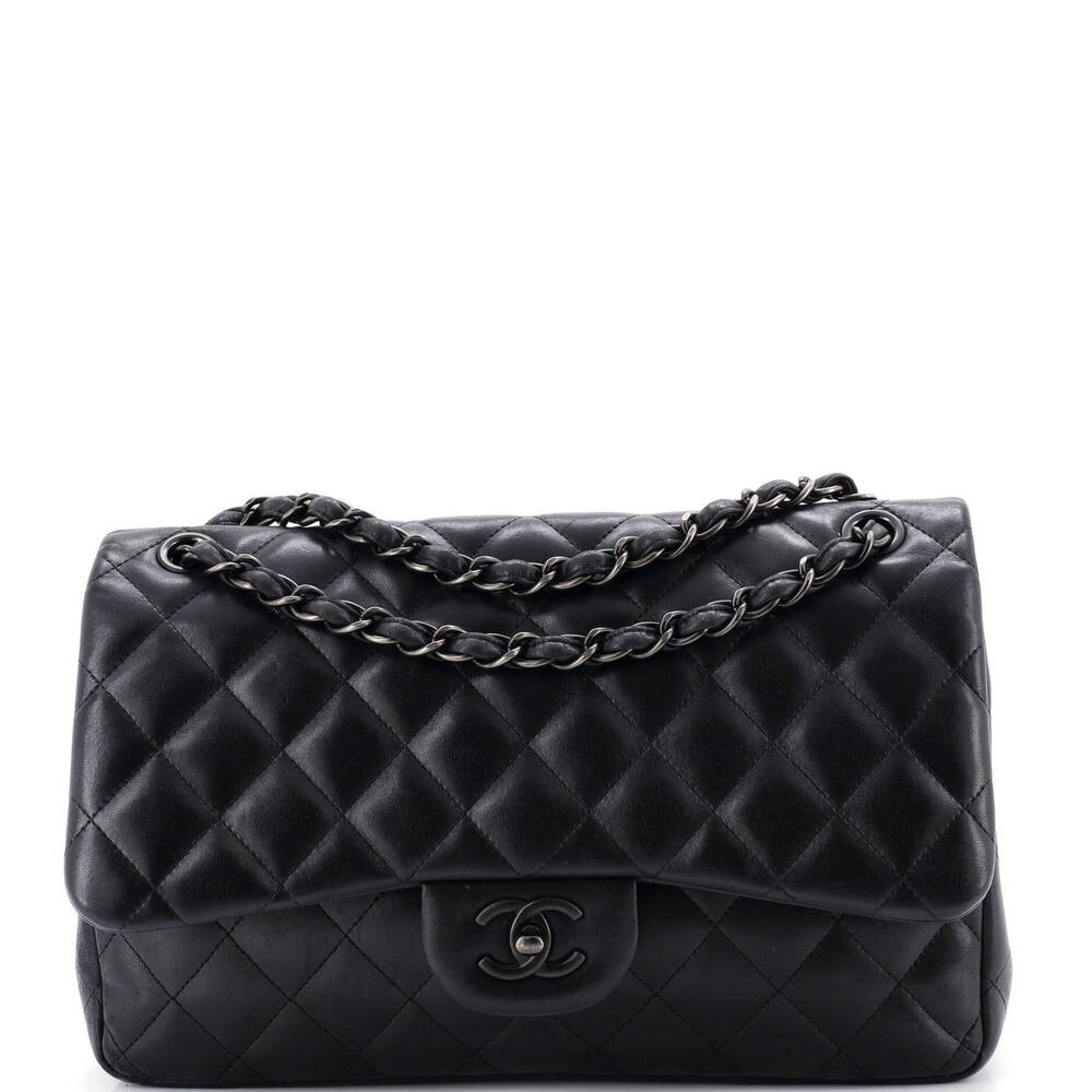 Chanel Jumbo So Black Classic Double Flap Bag Quilted Lambskin